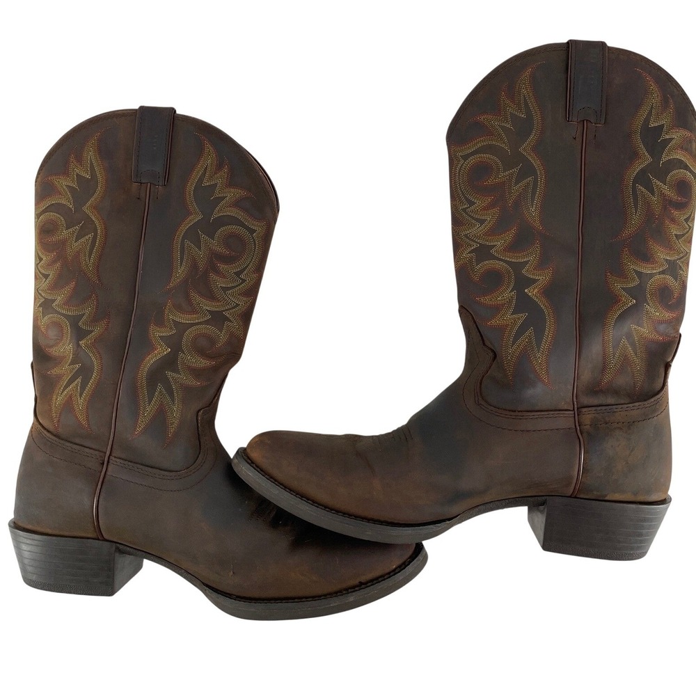 Justin Boots Men's 11.5 D Brown Leather Western Stitching Cowboy Round Toe 2551